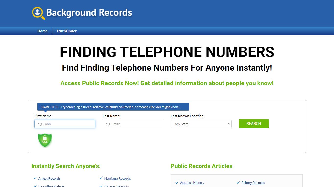 Find Finding Telephone Numbers For Anyone Instantly! - Background Records